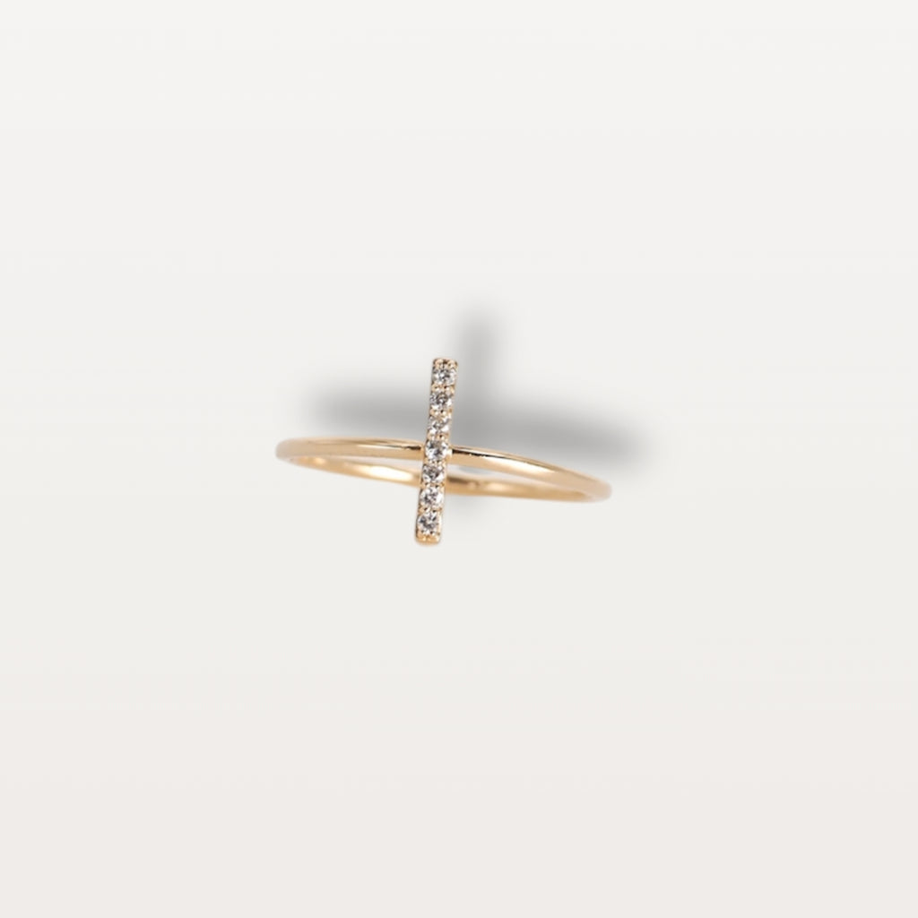 Cross Petit Diamond Ring