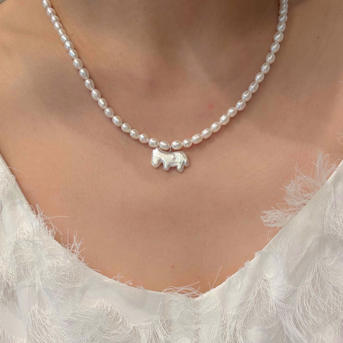 【即納】Horse Pearl Necklace