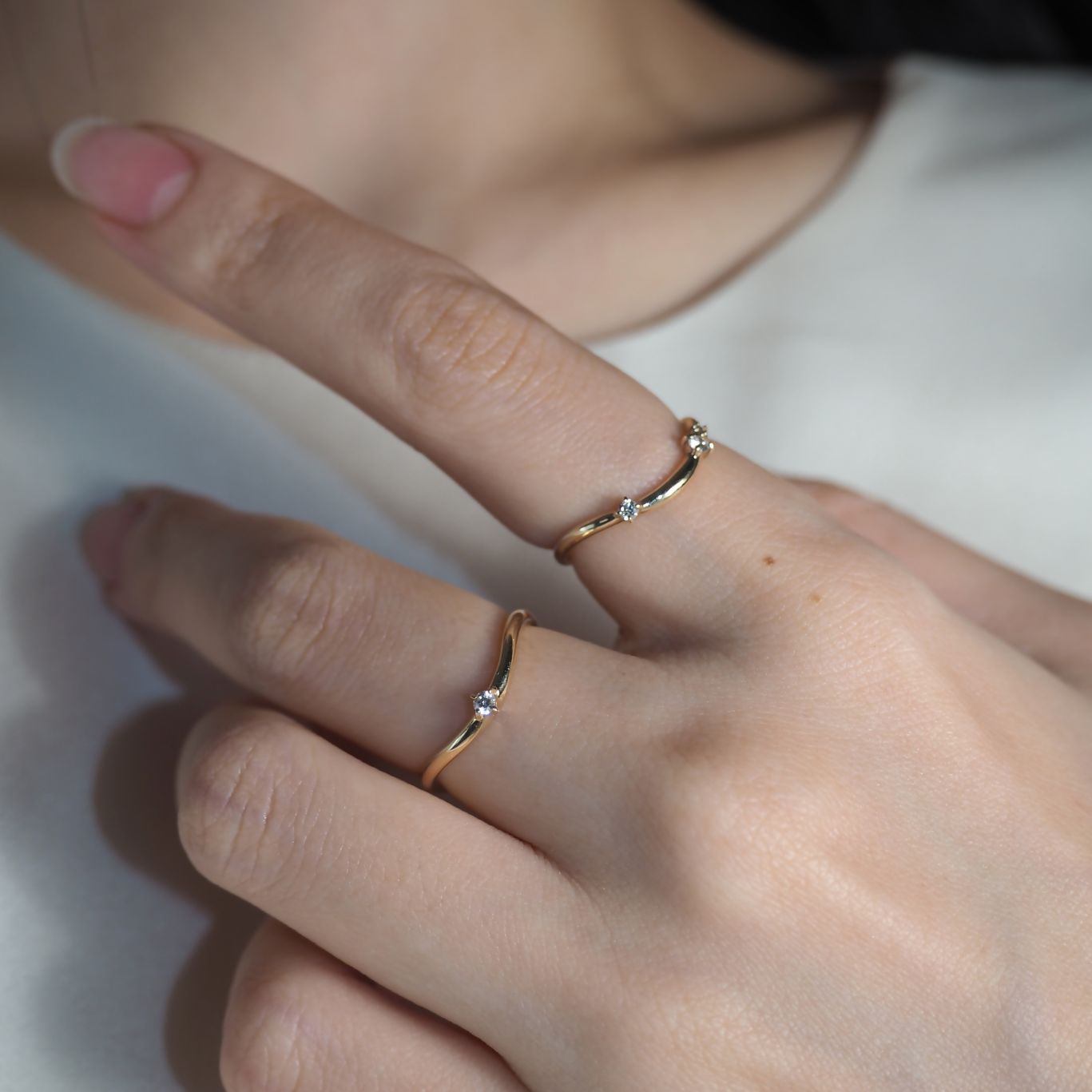 Layer Ring - 1 diamond レイヤーリング 1ダイヤモンド