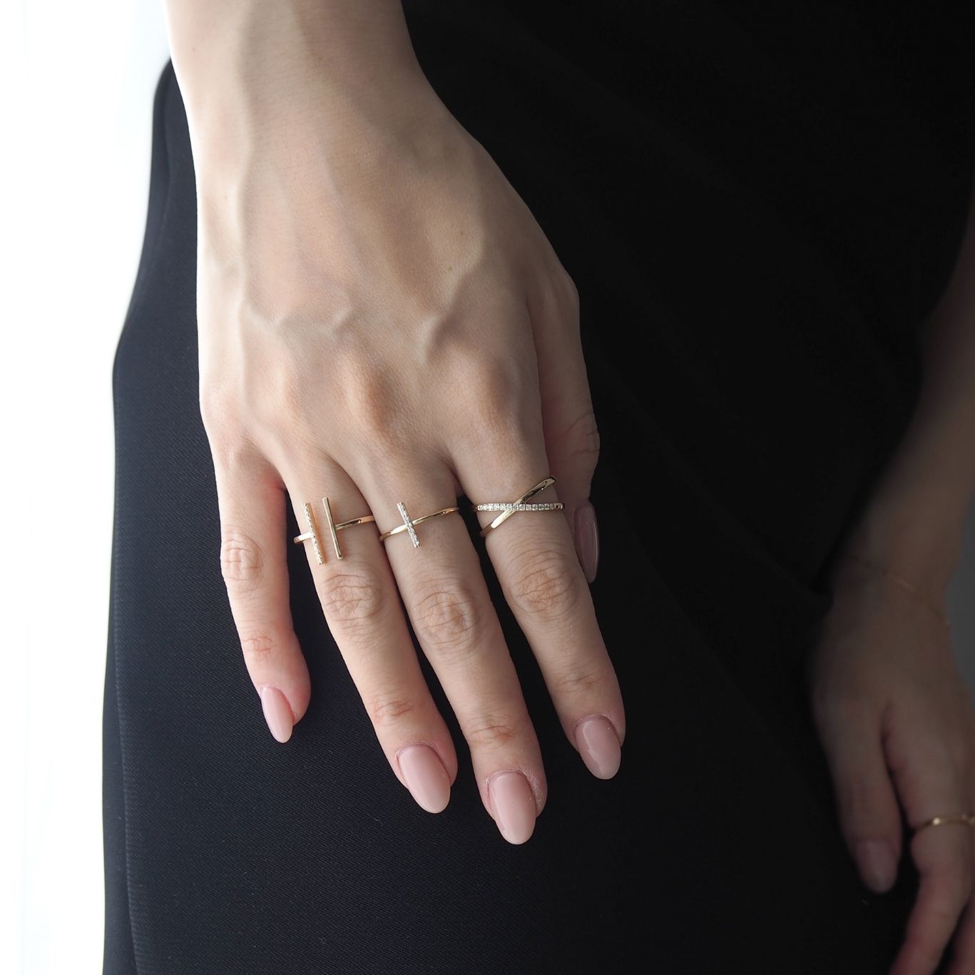 Cross Petit Diamond Ring
