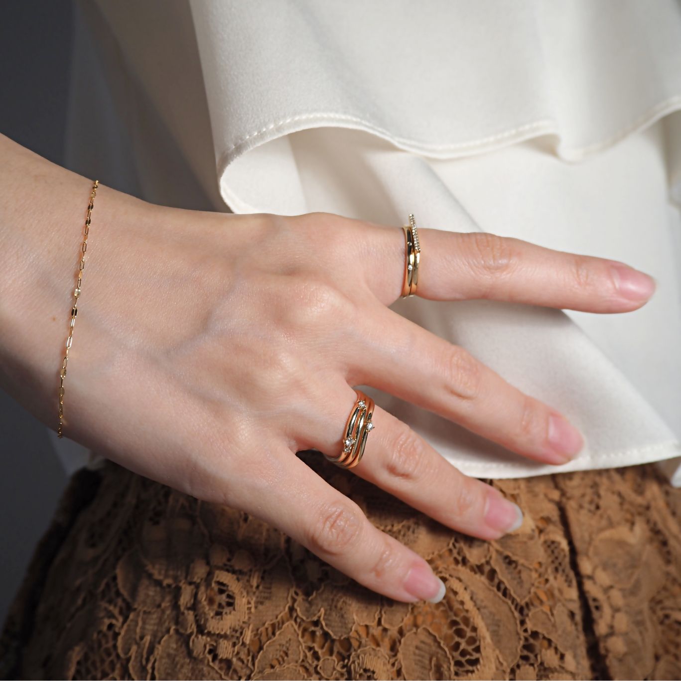 Layer Ring - 1 diamond レイヤーリング 1ダイヤモンド