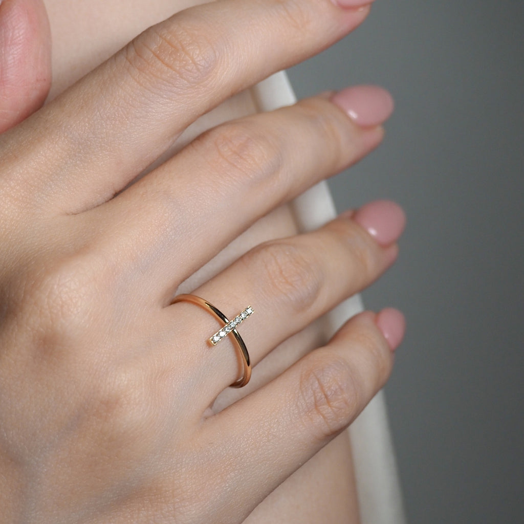 Cross Petit Diamond Ring
