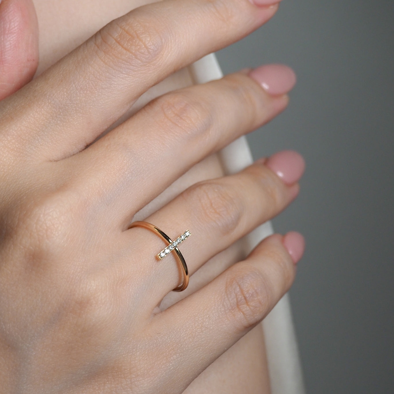 Cross Petit Diamond Ring