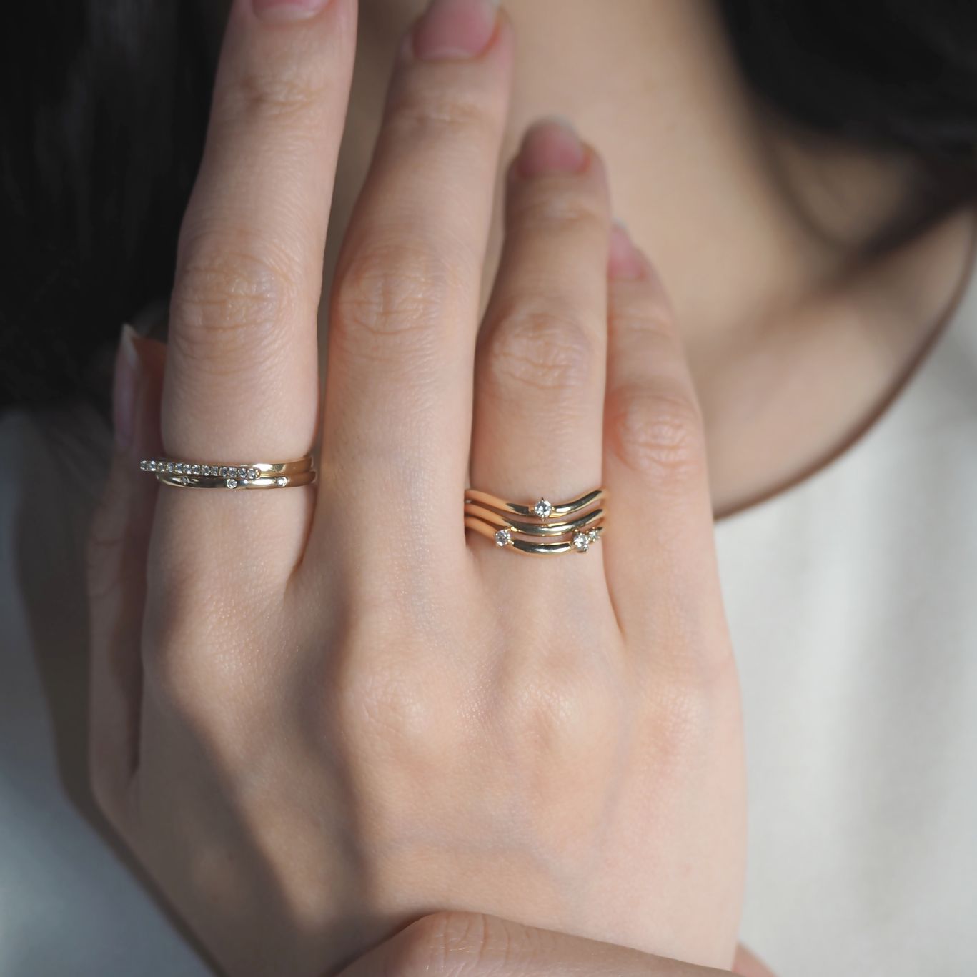 Layer Ring - 1 diamond レイヤーリング 1ダイヤモンド