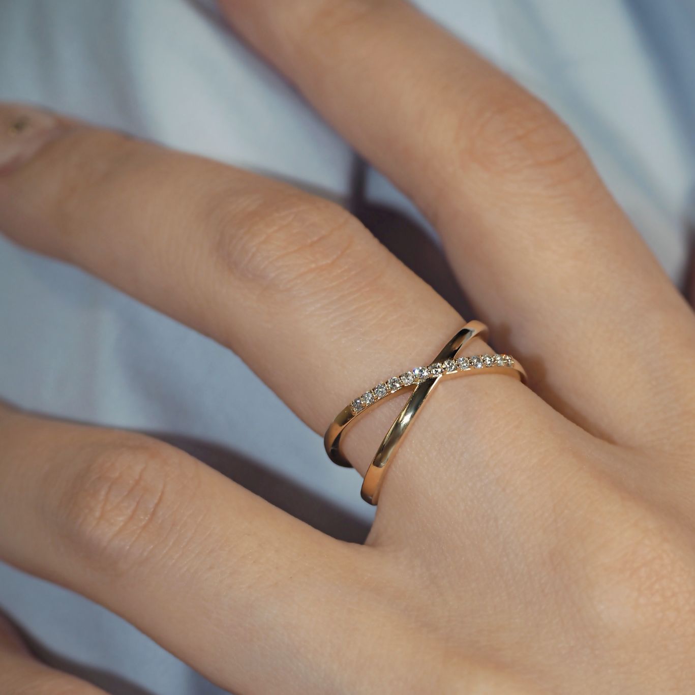 Half Diamond X Ring ハーフダイヤモンドエックスリング