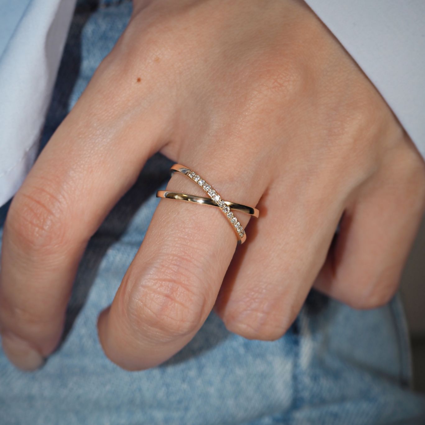 Half Diamond X Ring ハーフダイヤモンドエックスリング