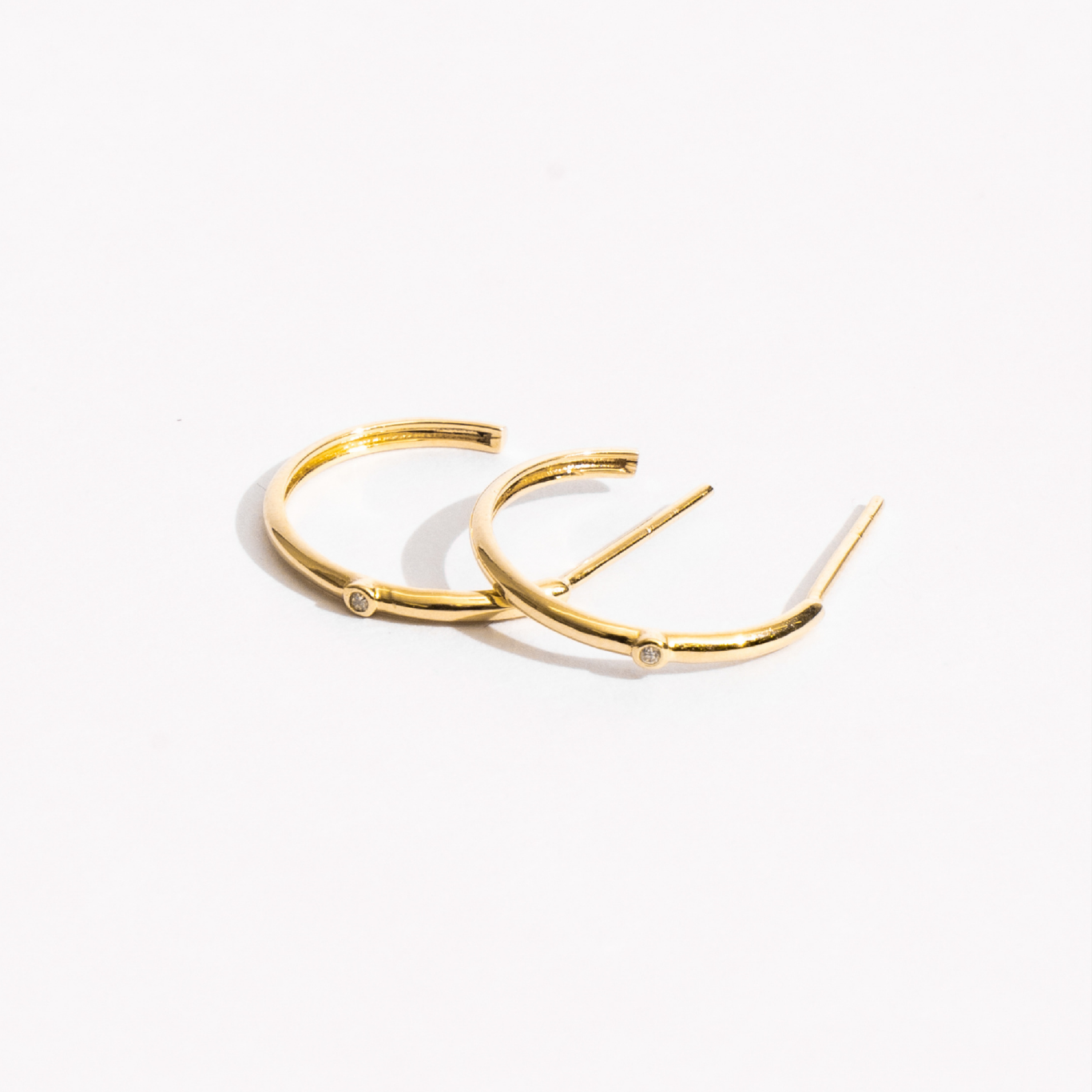 【5/26 23:59受注終了】One diamond Hoop Earring ワンダイヤモンドフープイヤリング