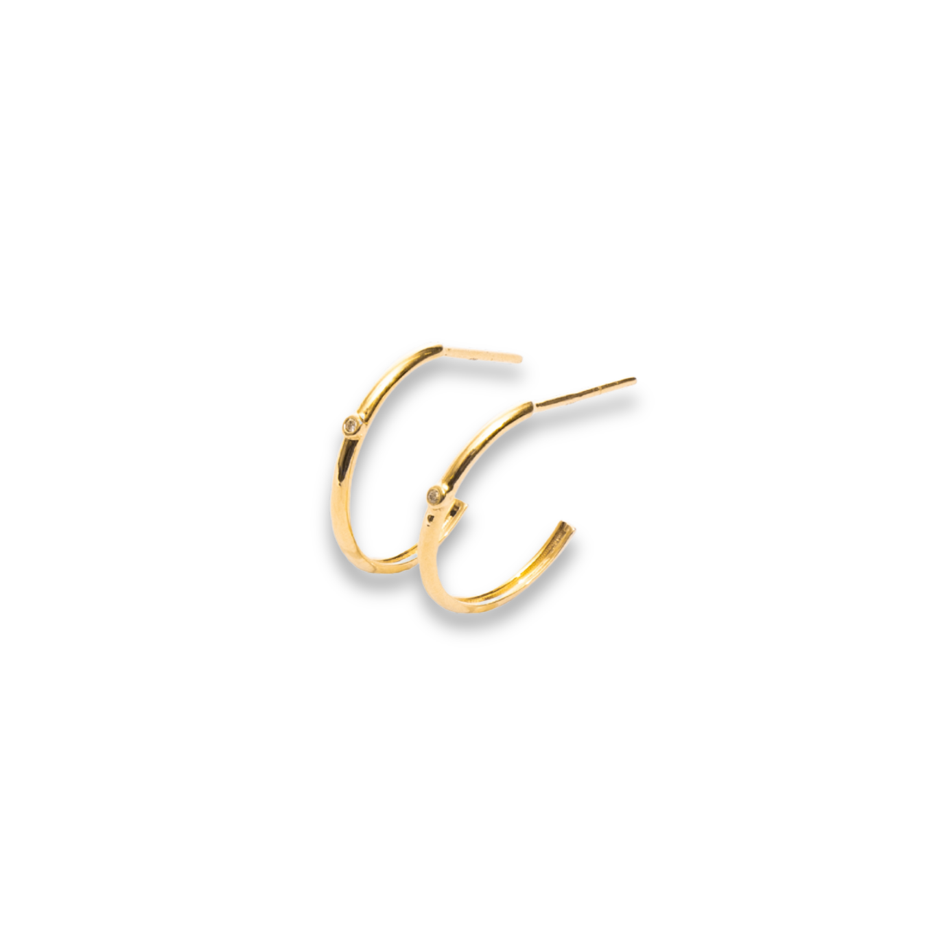 【5/26 23:59受注終了】One diamond Hoop Earring ワンダイヤモンドフープイヤリング