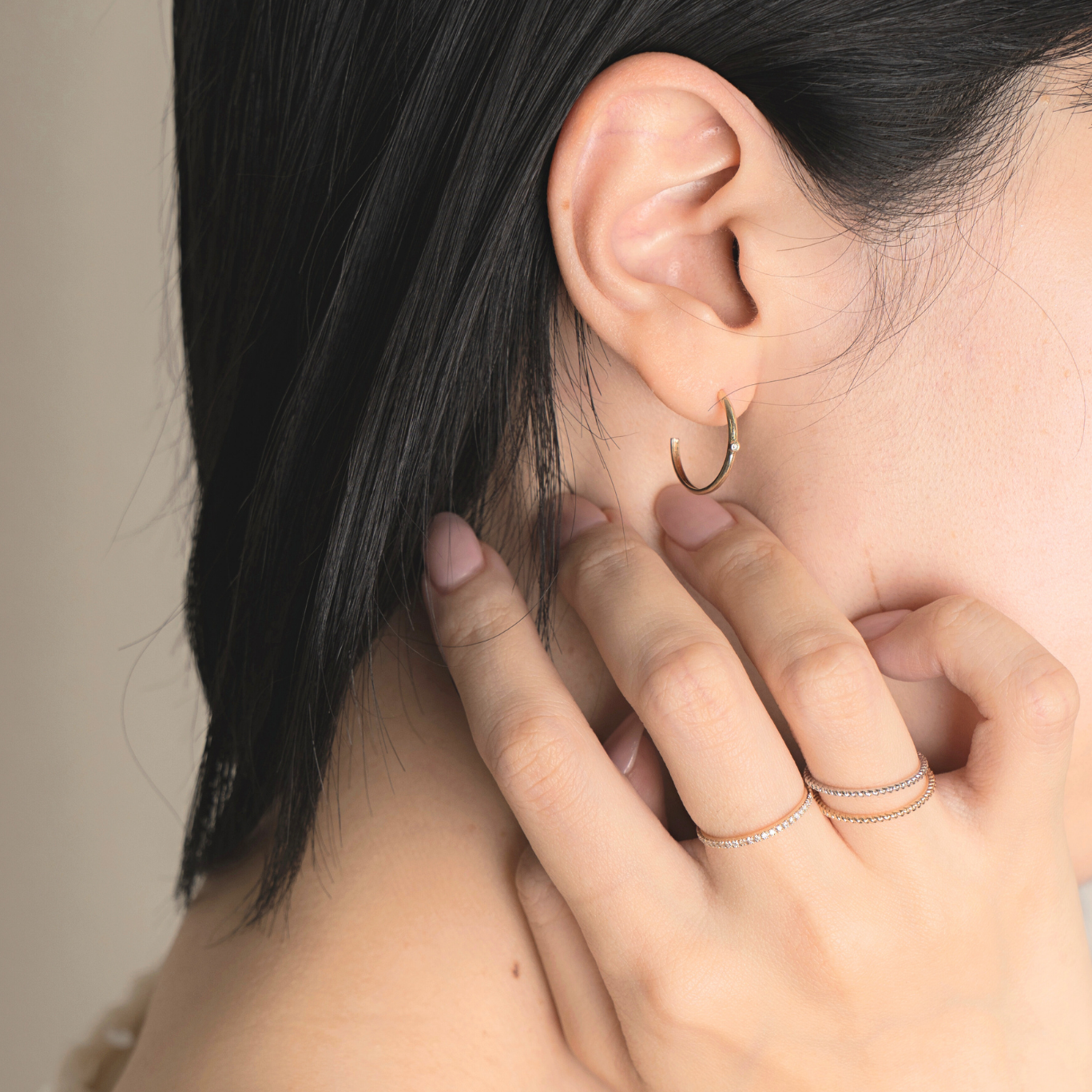 【5/26 23:59受注終了】One diamond Hoop Earring ワンダイヤモンドフープイヤリング