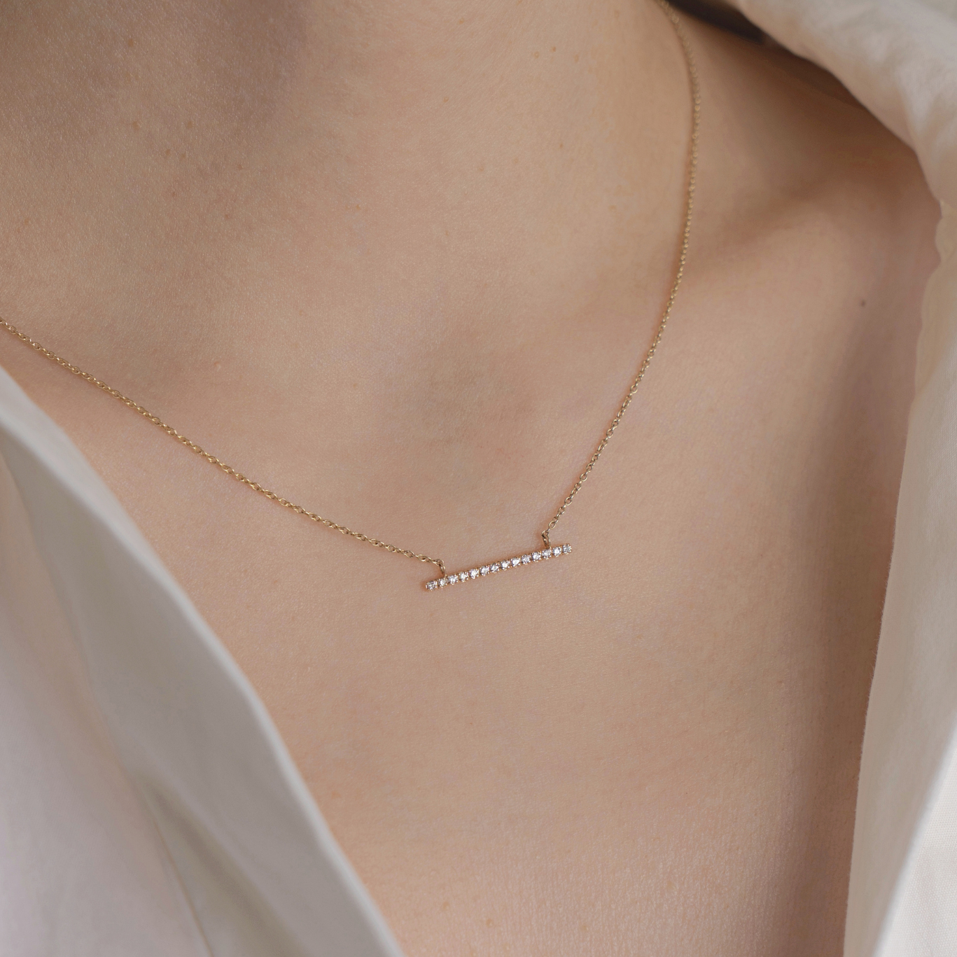 【残り1点】Bar Diamond Necklace バーダイヤモンドネックレス