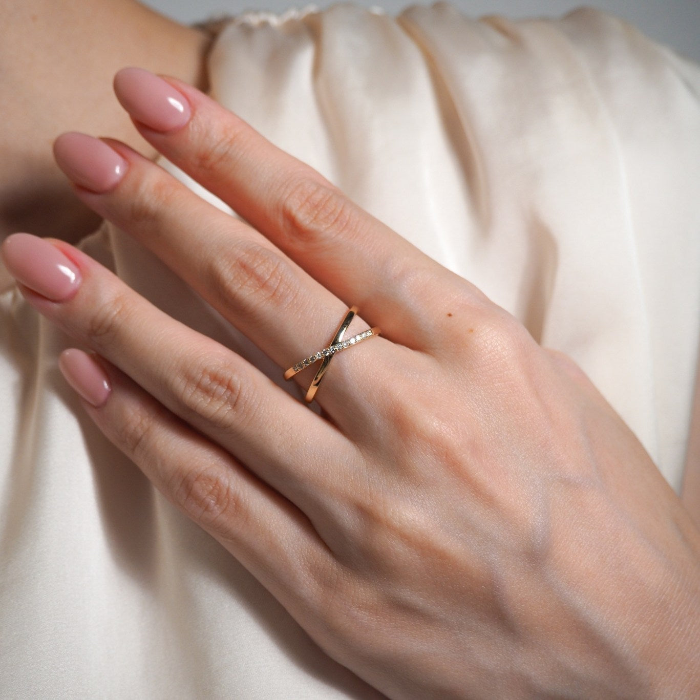 Half Diamond X Ring ハーフダイヤモンドエックスリング