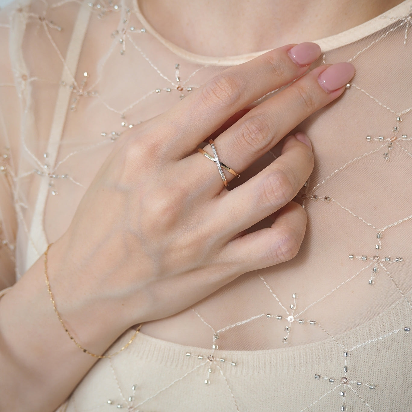 Half Diamond X Ring ハーフダイヤモンドエックスリング