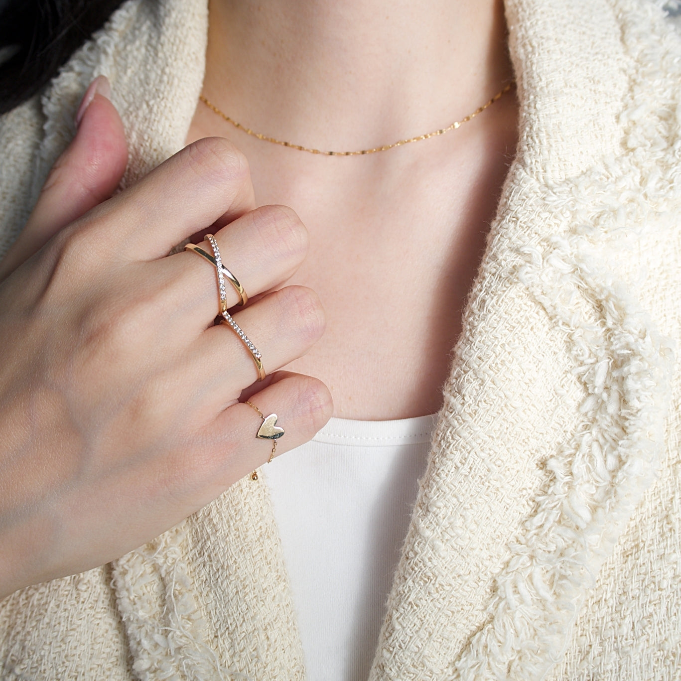 Half Diamond X Ring ハーフダイヤモンドエックスリング