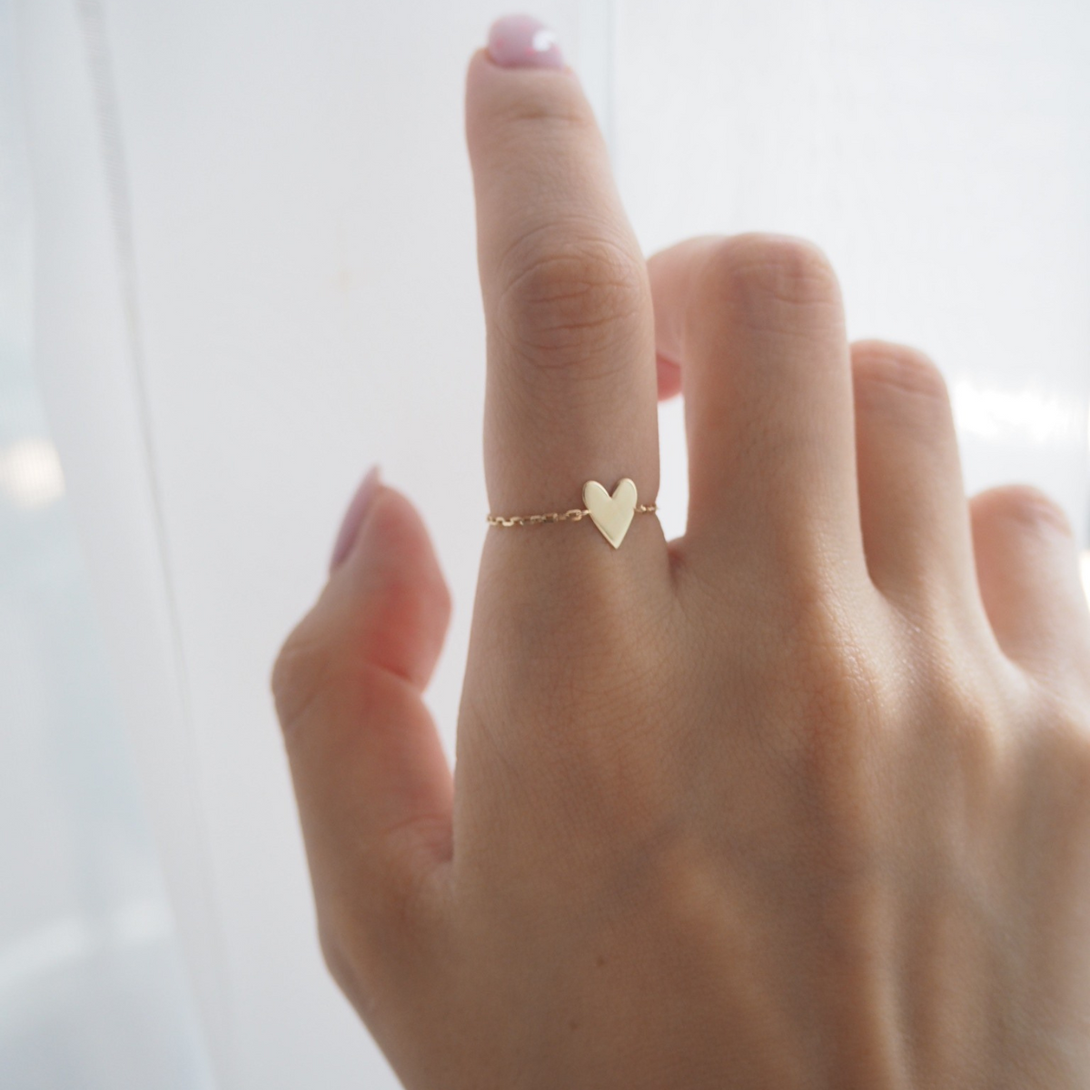 K14 Heart Chain Ring K14 ハートチェーンリング