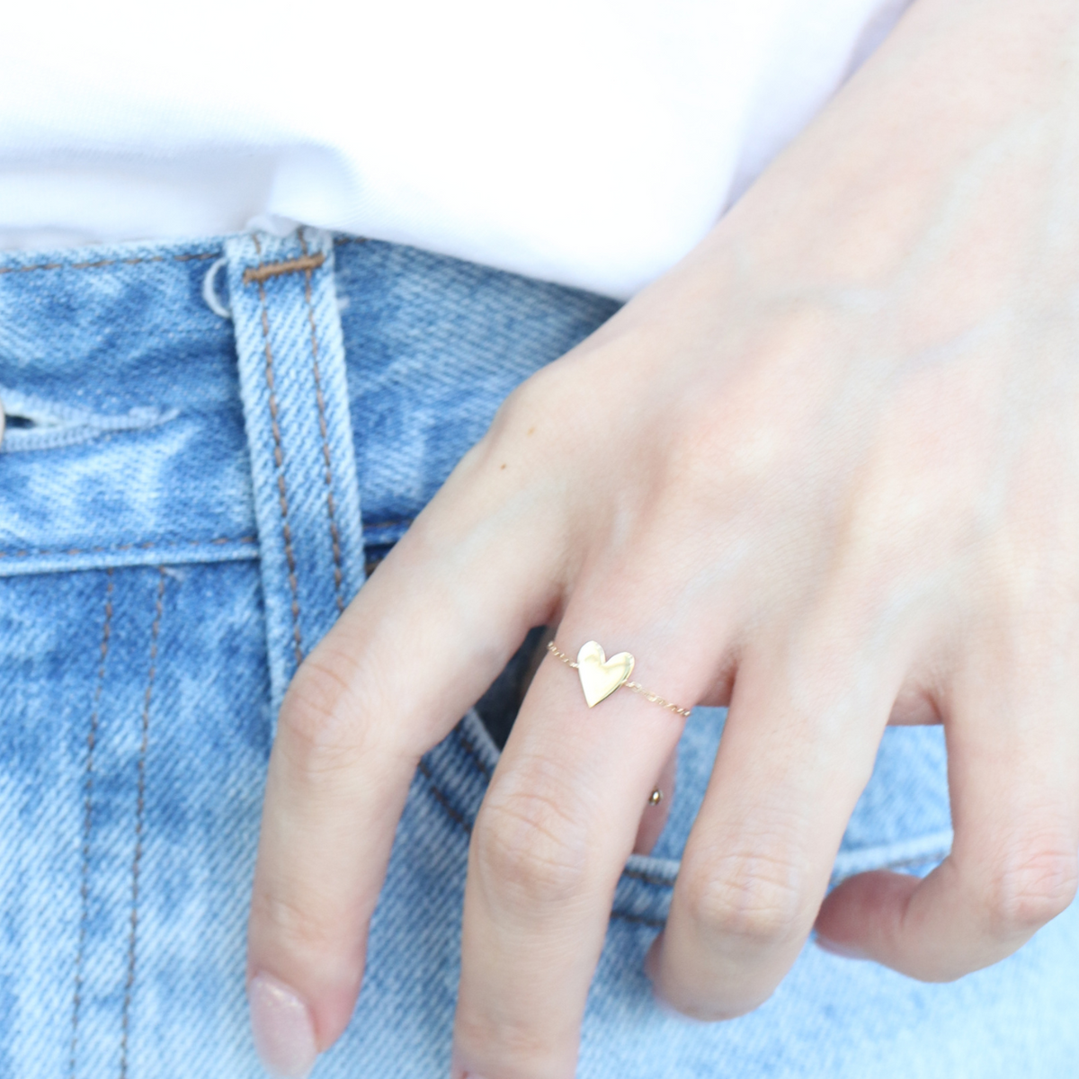 K14 Heart Chain Ring K14 ハートチェーンリング