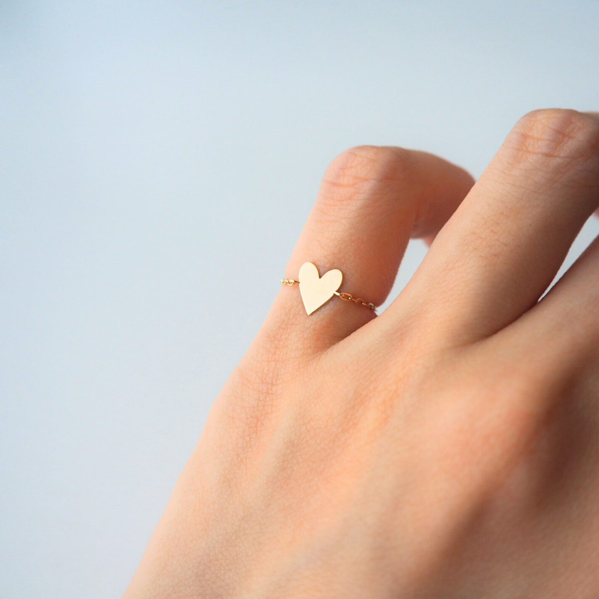 K14 Heart Chain Ring K14 ハートチェーンリング